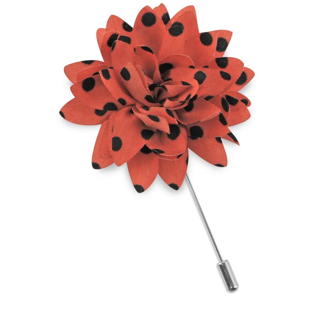 Anstecknadel Dahlie Dots orange schwarz - 1