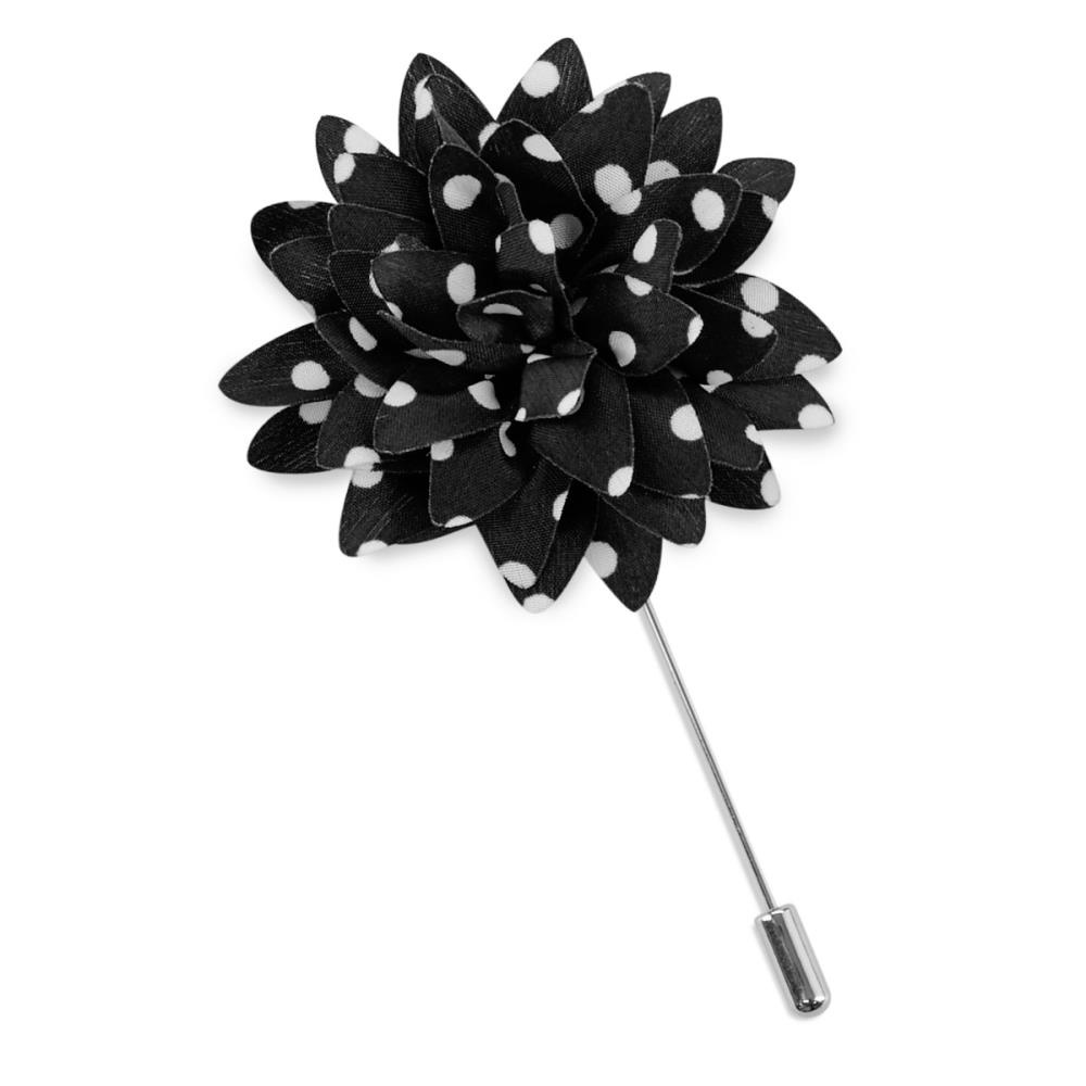 Anstecknadel Dahlie Dots schwarz weisz - 1