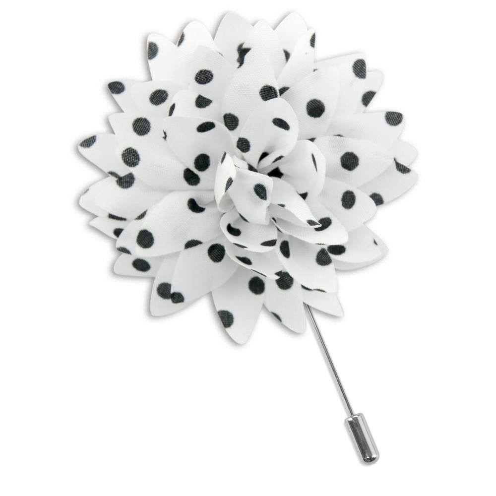 Anstecknadel Dahlie Dots wit zwart - 1