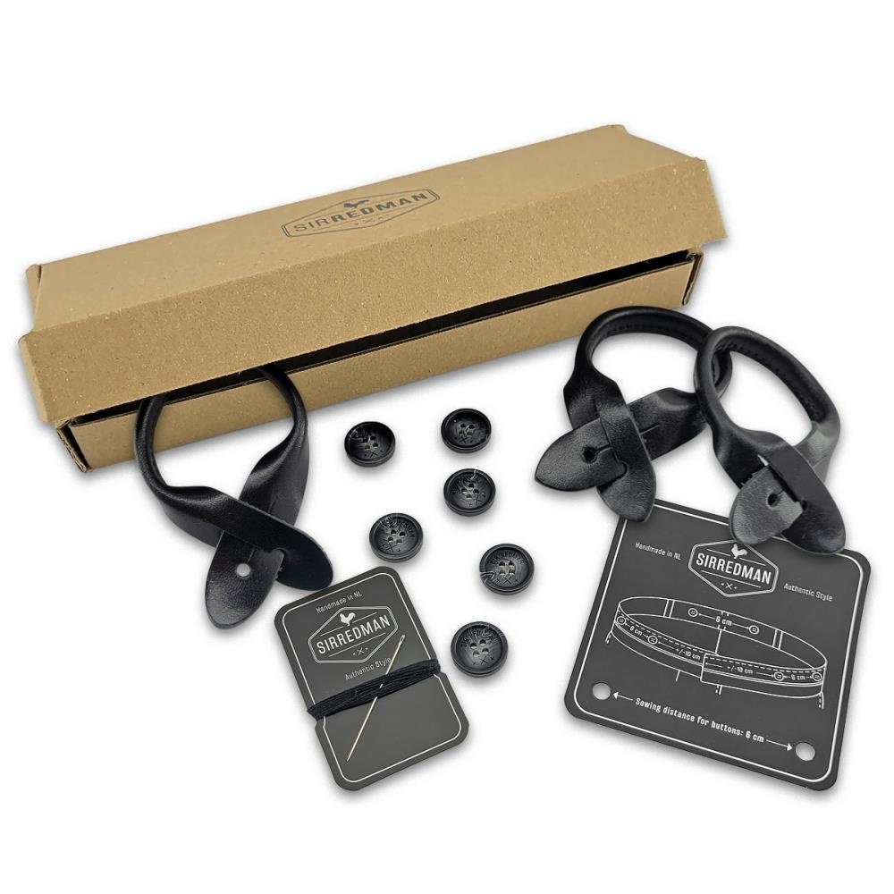 Hosenträger Accessoire Set Narbenleder - schwarz - 1