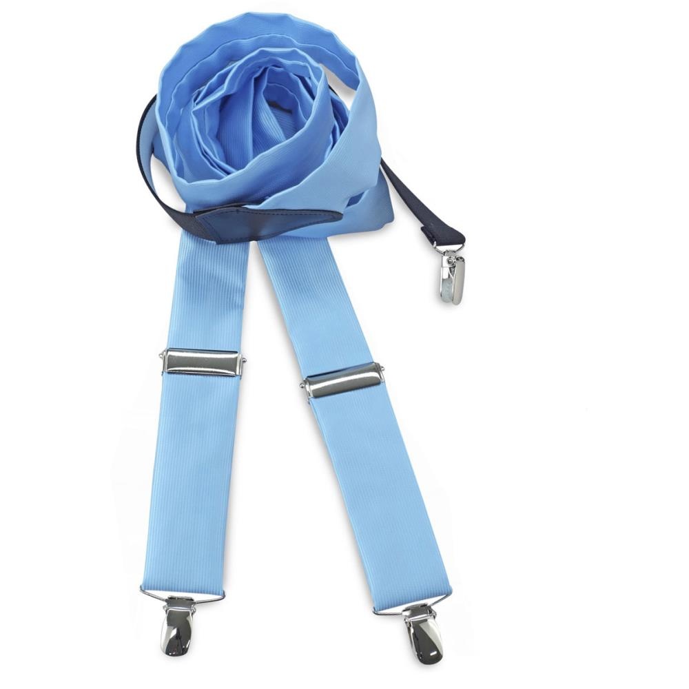 Hosenträger Krawattenstoff hellblau - 1