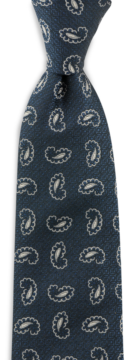 Krawatte C'est Paisley dunkelblau - 1