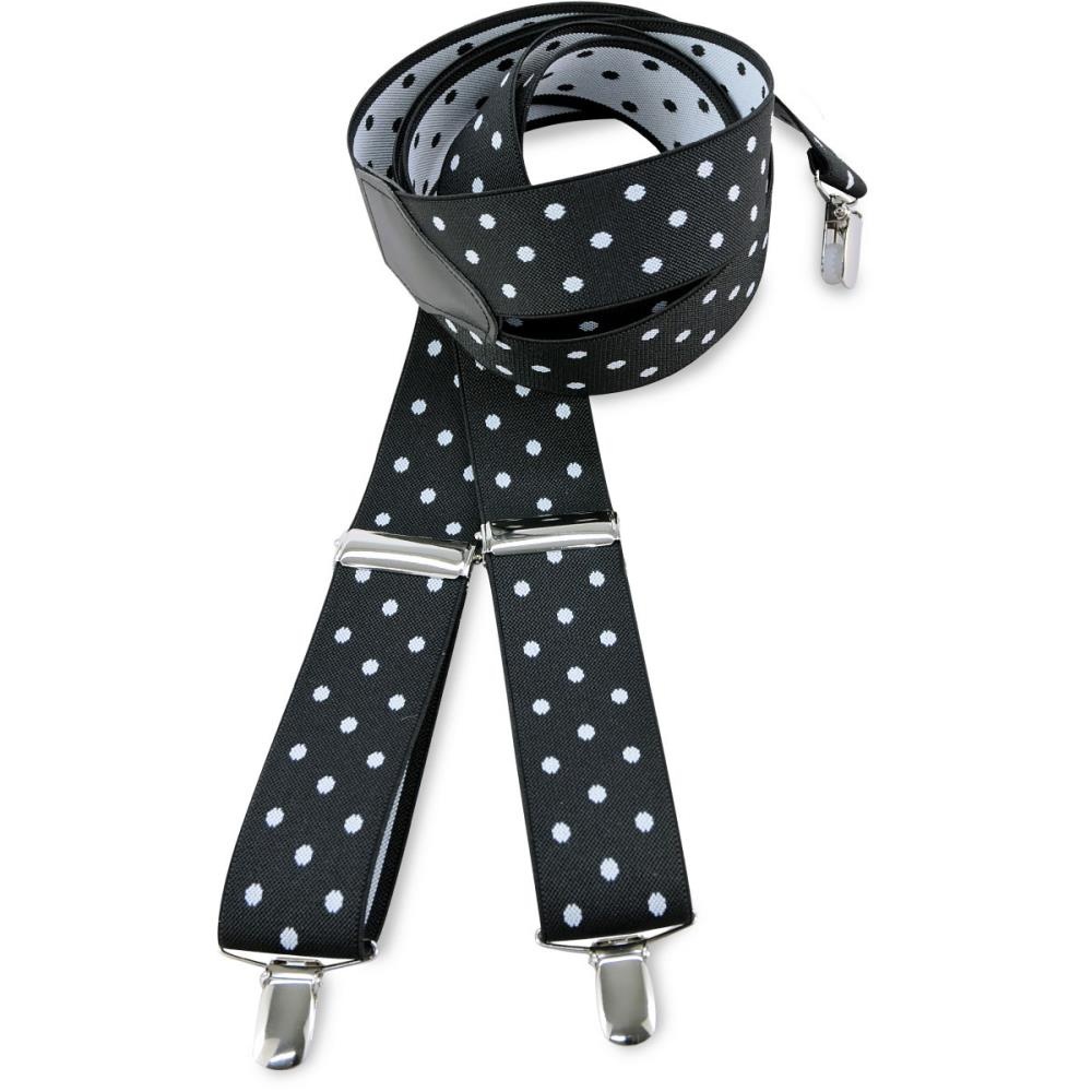 Schwarze Hosenträger mit weißen Polka Dots - 1