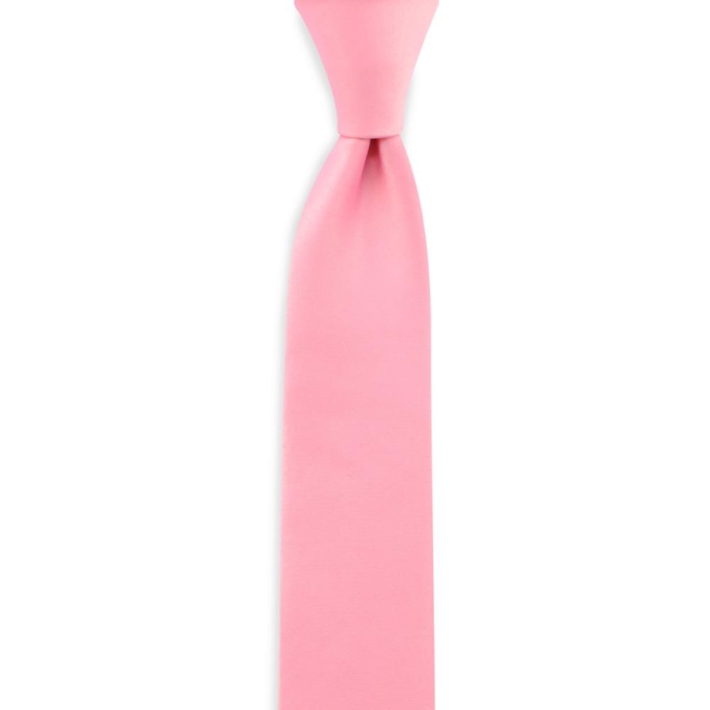 Skinny Krawatte Rosa Satin - 1